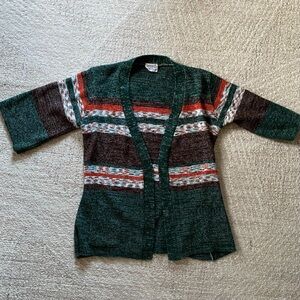 Vintage Space Dye 1970s Cardigan Sweater